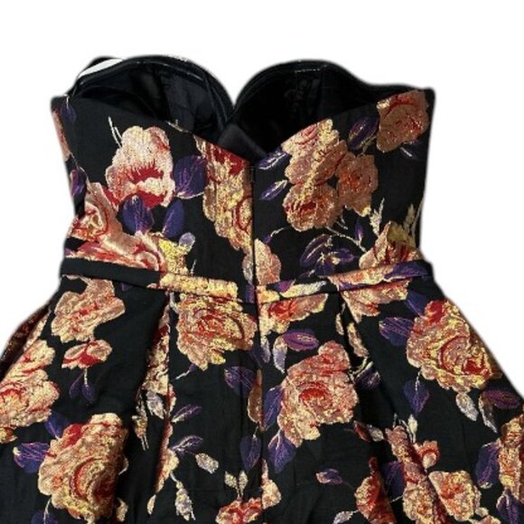Mac Duggal Strapless Bustier Dress Floral Print Sz 2 Cocktail Elegant - Picture 7 of 13